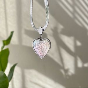 🩵 Mosaic Heart Necklace 🩷 STAINLESS STEEL Rhodium Plated
